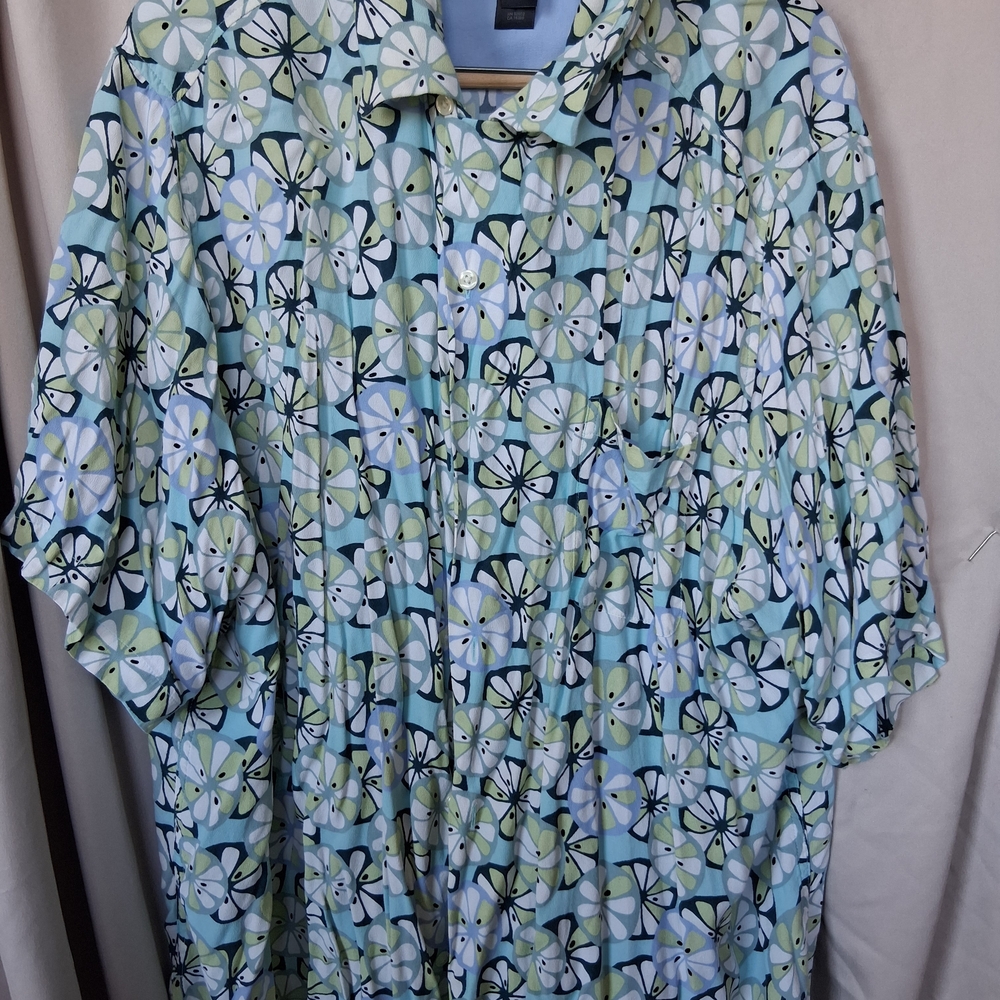 Claiborne Blue and Green Floral Men's Shirt